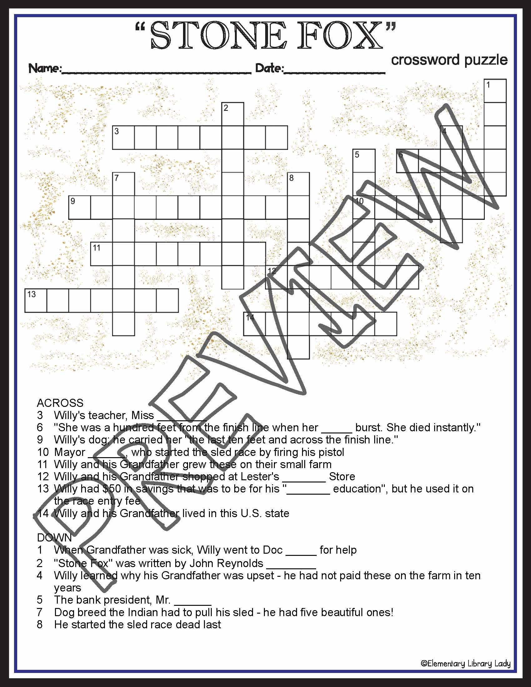 Fox Crossword Puzzles Printable