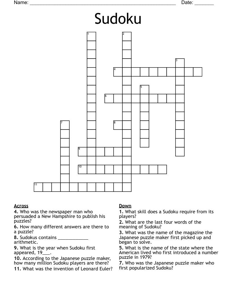 Sudoku Crossword WordMint