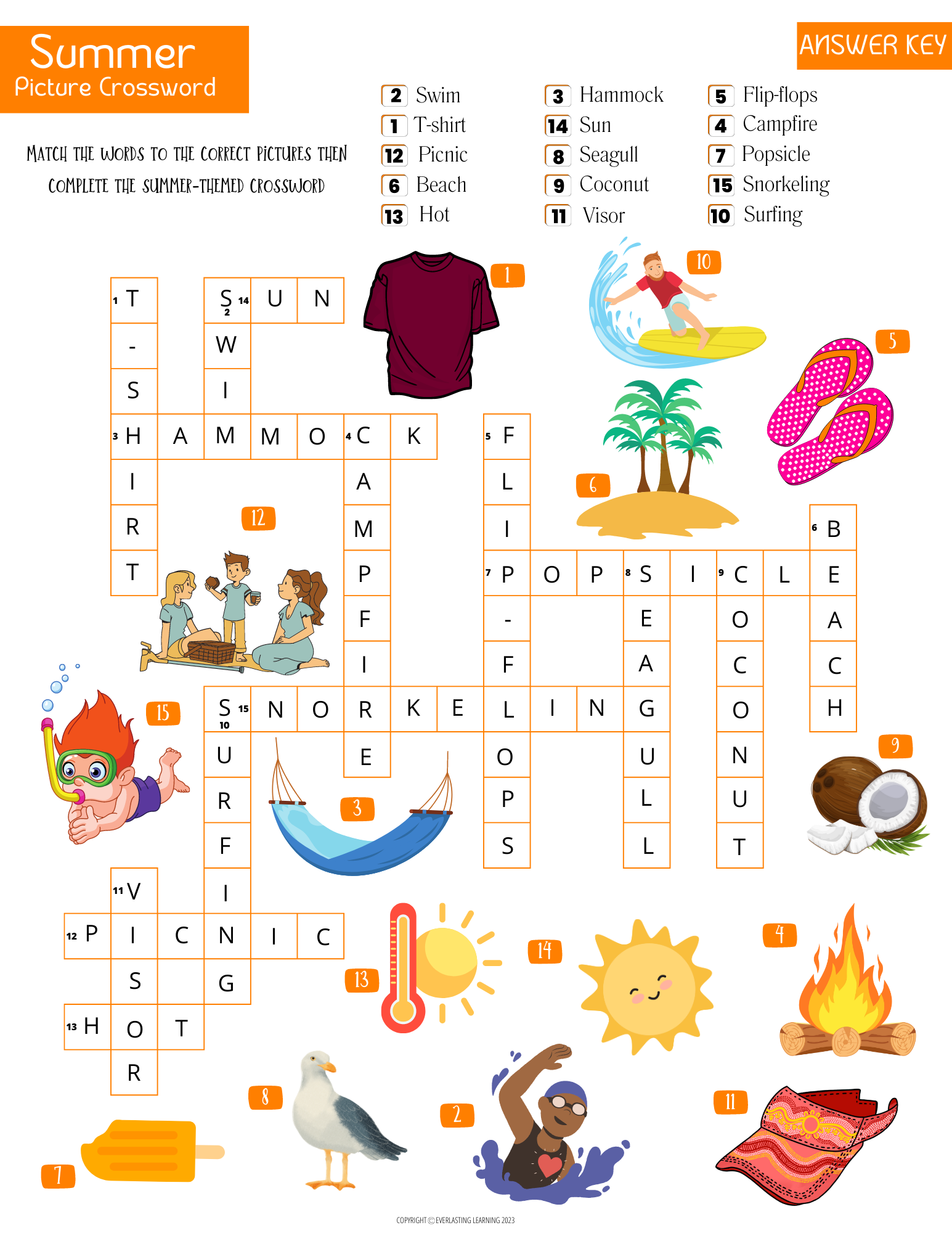 Summer Crossword Puzzle Free Printable