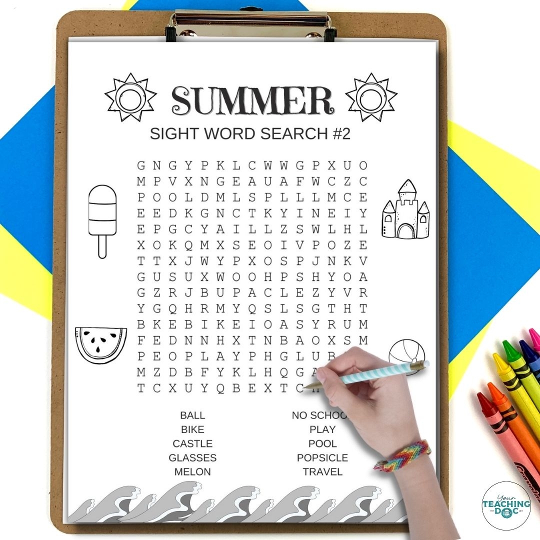 Summer Crossword Word Search Sight Word Puzzle Worksheets Made By Teachers