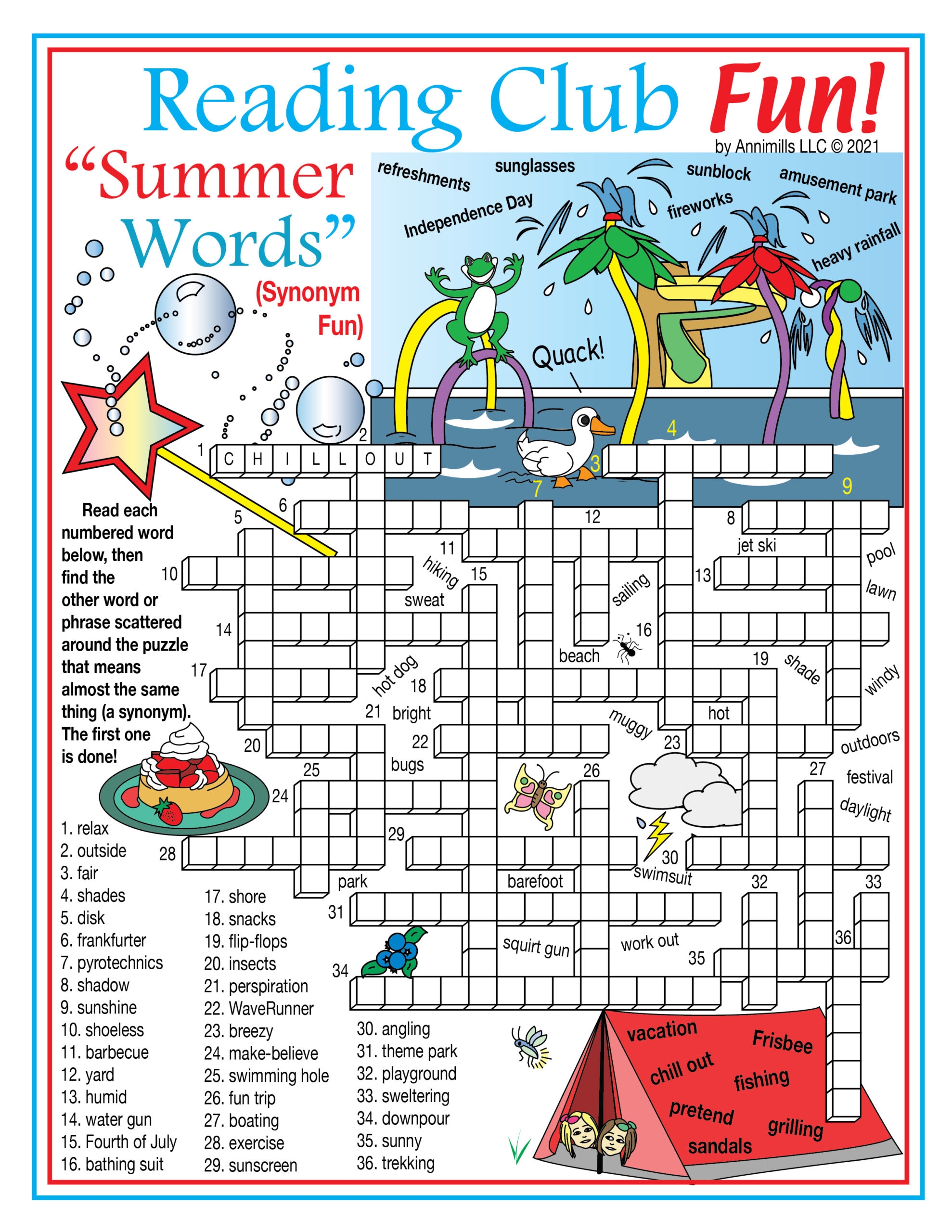 Summer Vocabulary Synonyms Crossword Puzzle U0026 Word Search Puzzle Made By Teachers