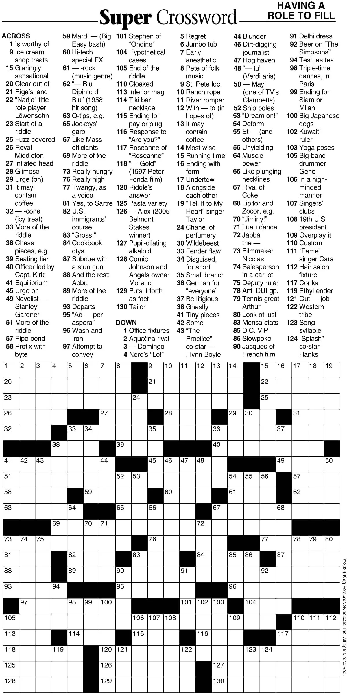 Super Crossword Having A Role To Fill Your West Central Voice