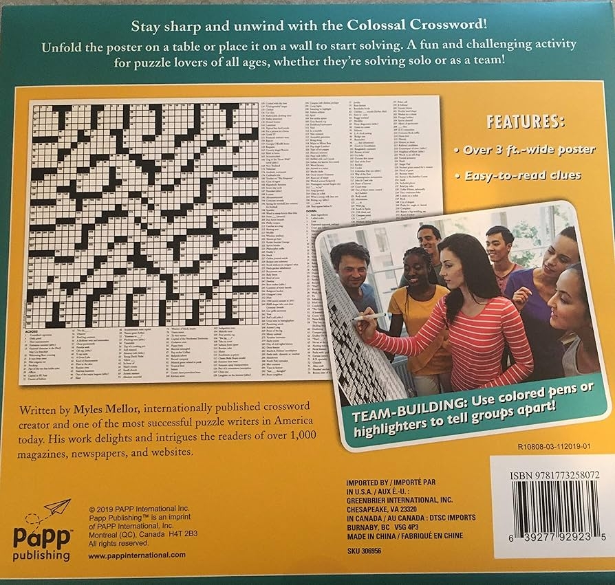 Supersized Solving Colossal Crossword Puzzle Giant Poster Volume 1 Over 3ft Wide 