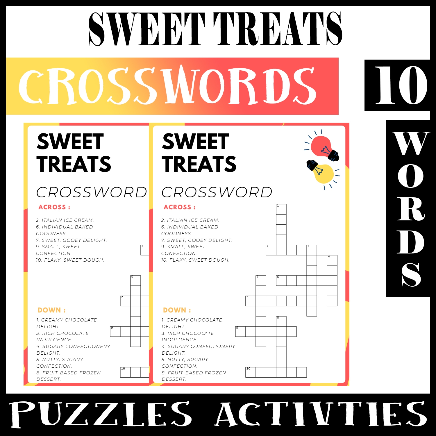 Sweet Treats No Prep Crossword Puzzle Worksheet Activity For Morning Work Made By Teachers