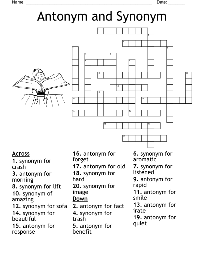 Synonyms And Antonyms Crossword WordMint