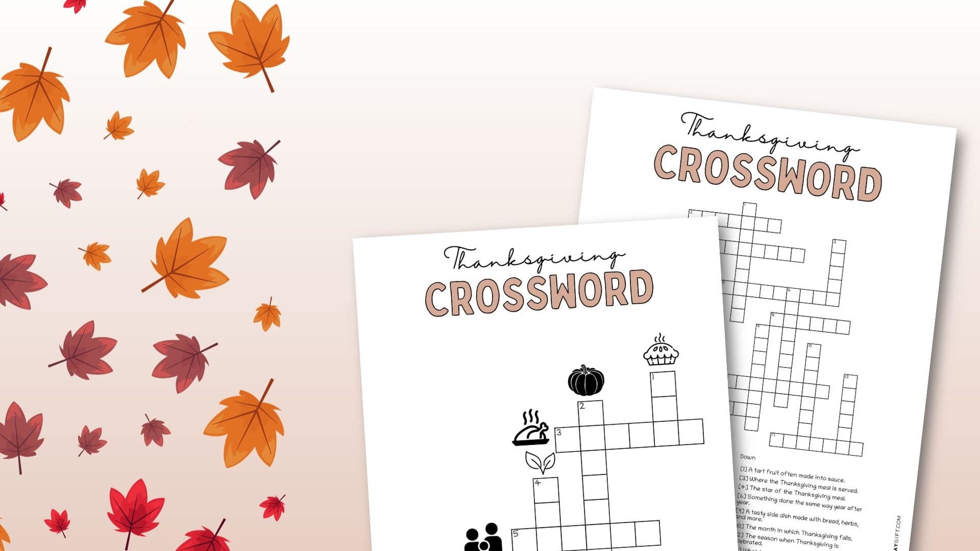 Thanksgiving Crossword Puzzle Cute Free Printable SaturdayGift