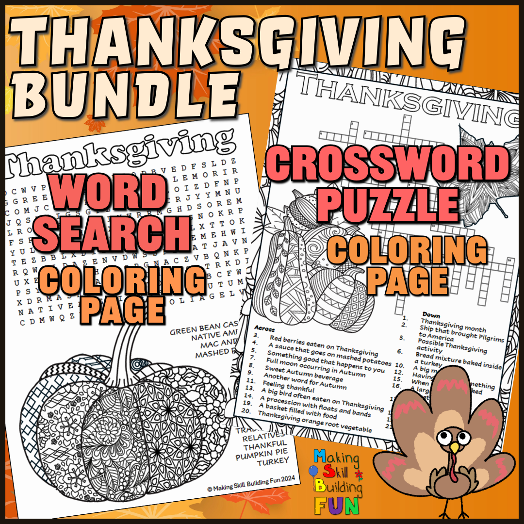 Thanksgiving Word Search And Crossword Puzzle With Word Bank Printable No Prep Bundle Classful
