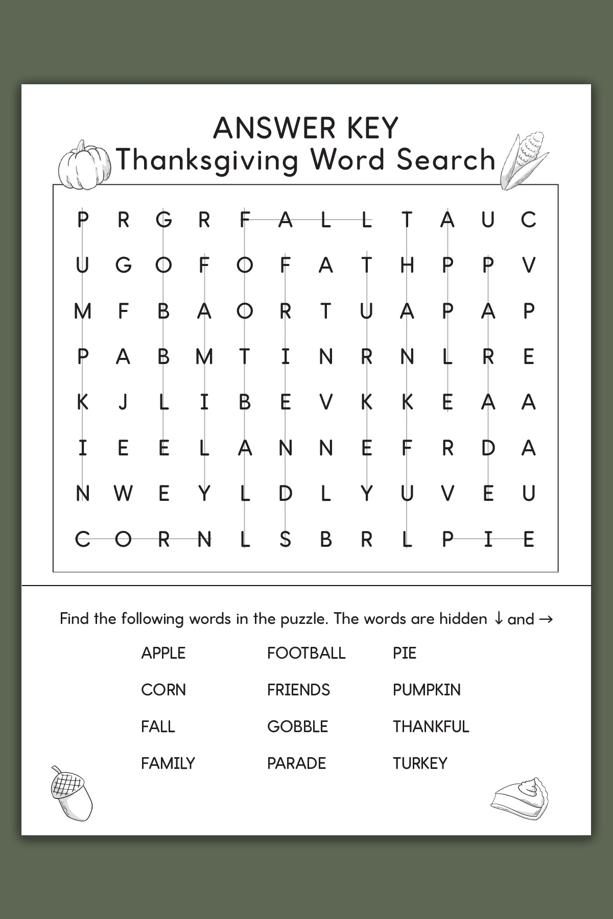 Thanksgiving Word Search Printable Set 3 Varying Levels Of Difficulty Included