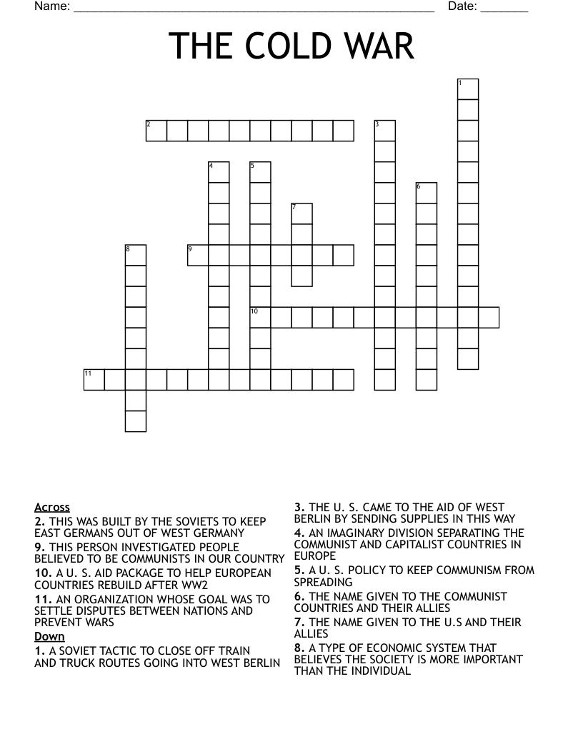 THE COLD WAR Crossword WordMint
