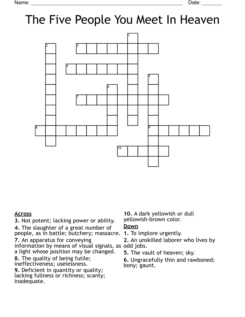 People Puzzler Crossword Puzzles
