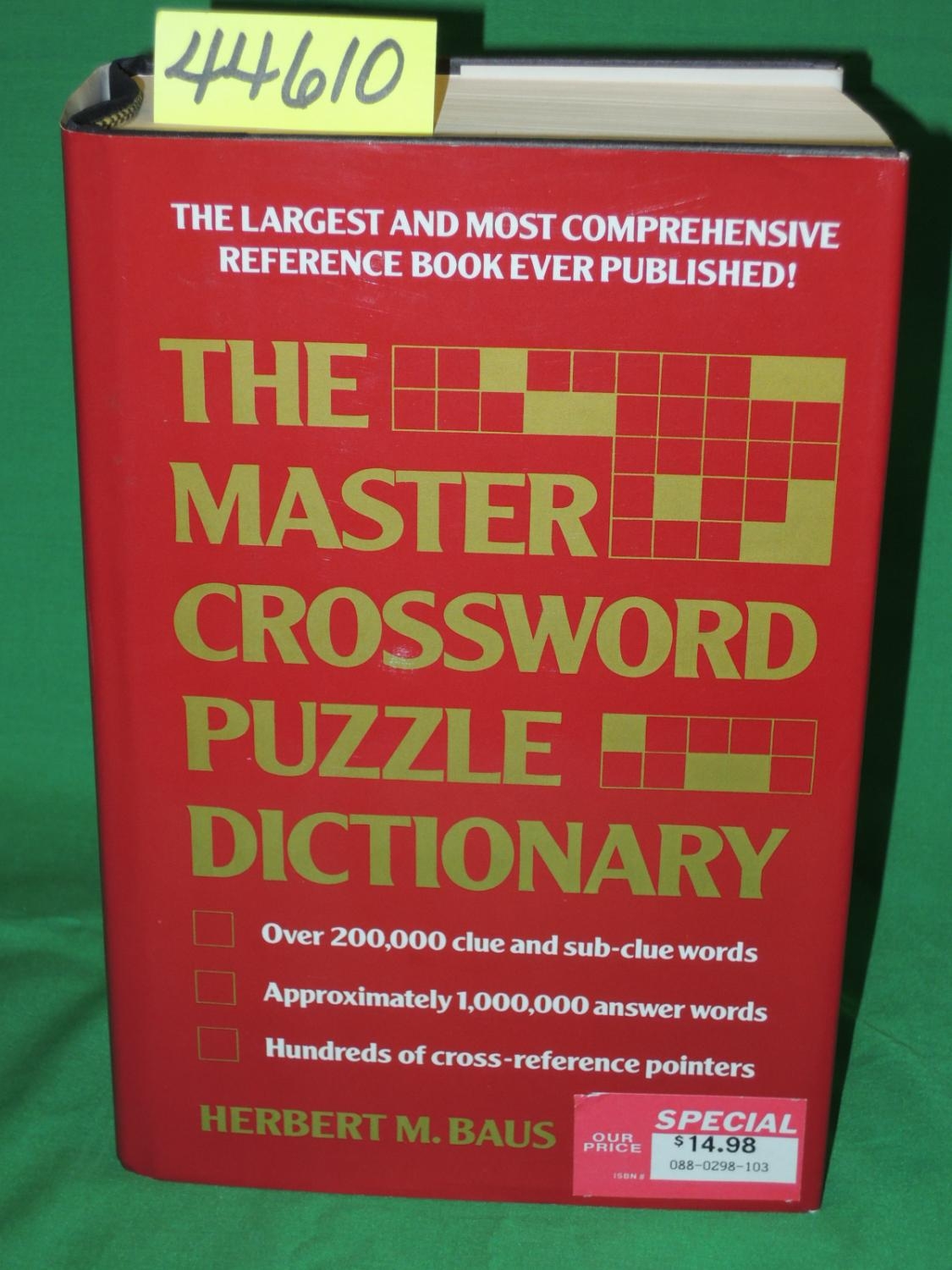 The Master Crossword Puzzle Dictionary The Unabridge Word Bank By Baus Herbert M HARD BACK BLACK 1992 Princeton Antiques Bookshop