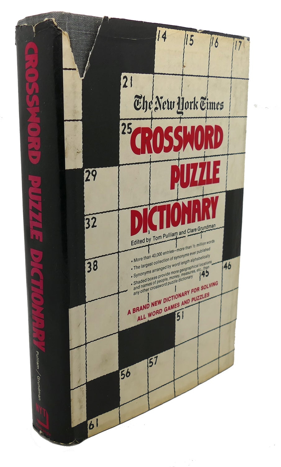 THE NEW YORK TIMES CROSSWORD PUZZLE DICTIONARY By Tom Pulliam Clare Grundman Hardcover 1974 First Edition First Printing Rare Book Cellar