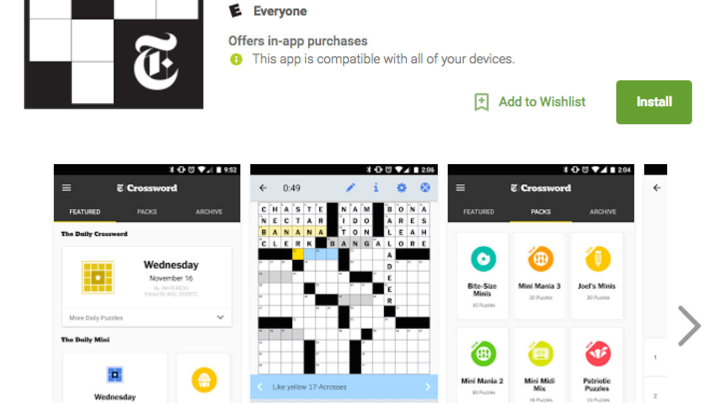The New York Times Launches The Android App For Crosswords The New York Times