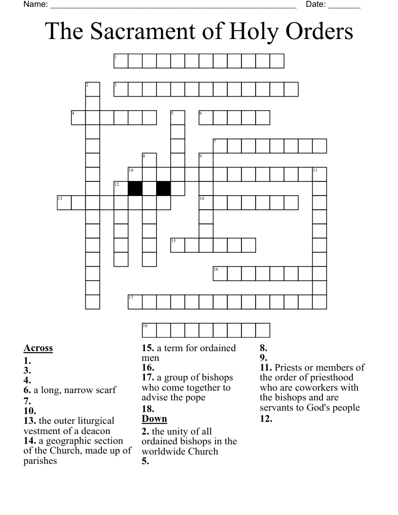 The Sacrament Of Holy Orders Crossword WordMint