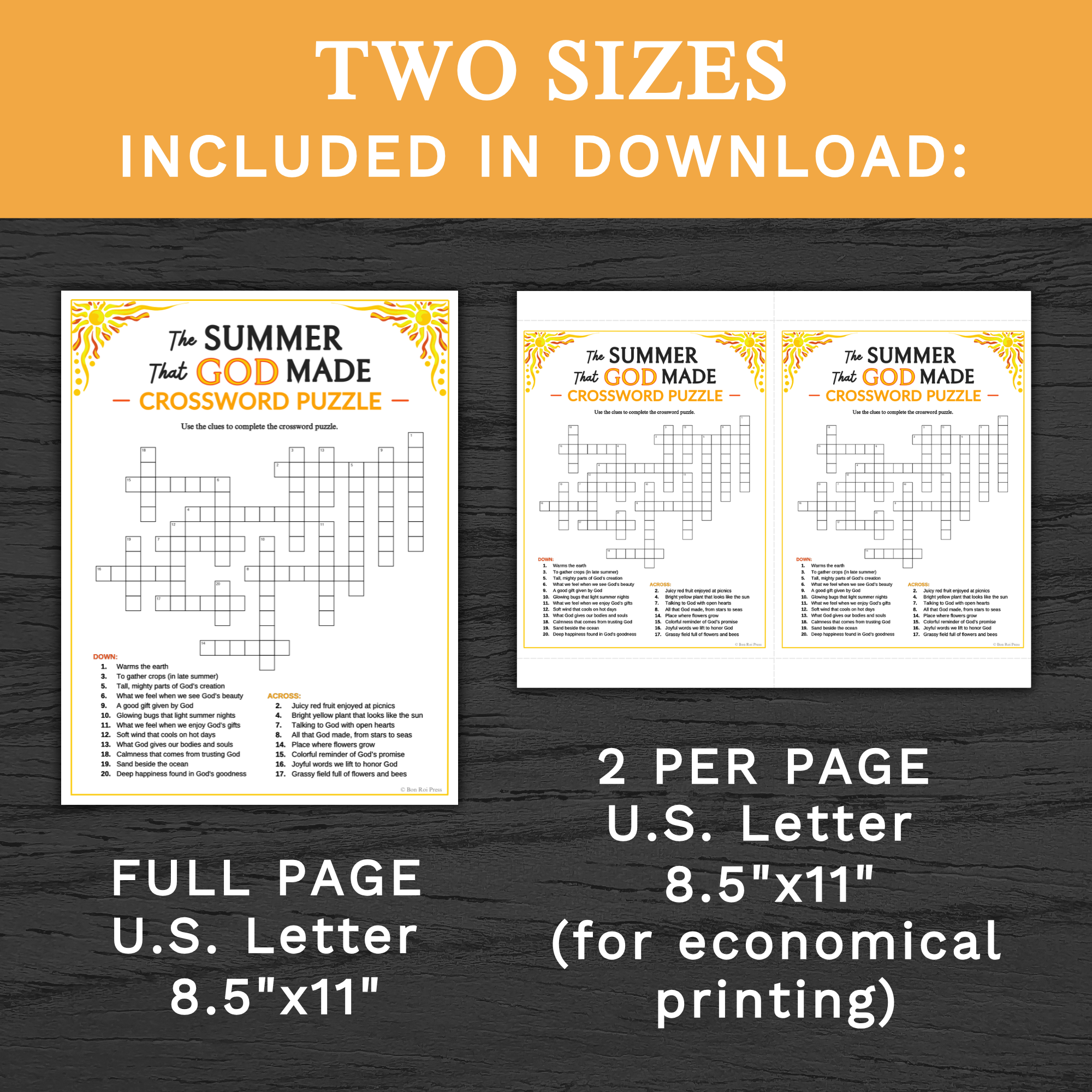 The Summer That God Made Crossword Puzzle Printable For Church Kids Teens Adults Sunday School Ministry Bible Learning Activity Classful