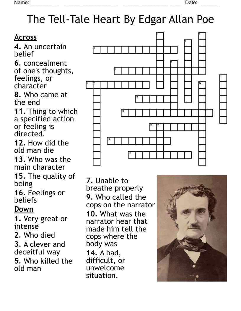 The Tell Tale Heart By Edgar Allan Poe Crossword WordMint
