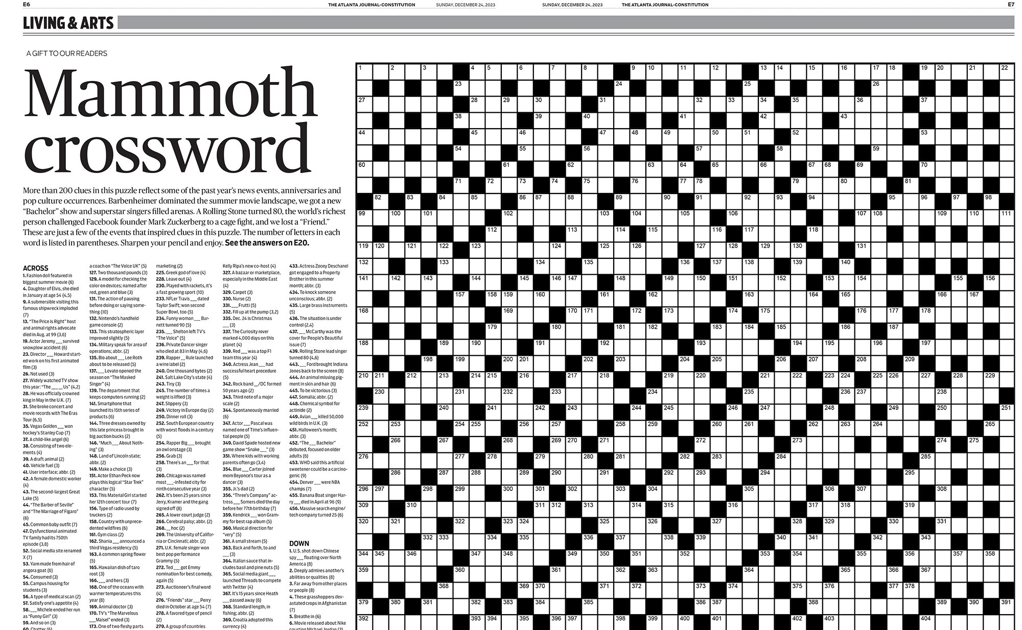 The Year In Review Mammoth Crossword Puzzle In Sunday s Print Edition