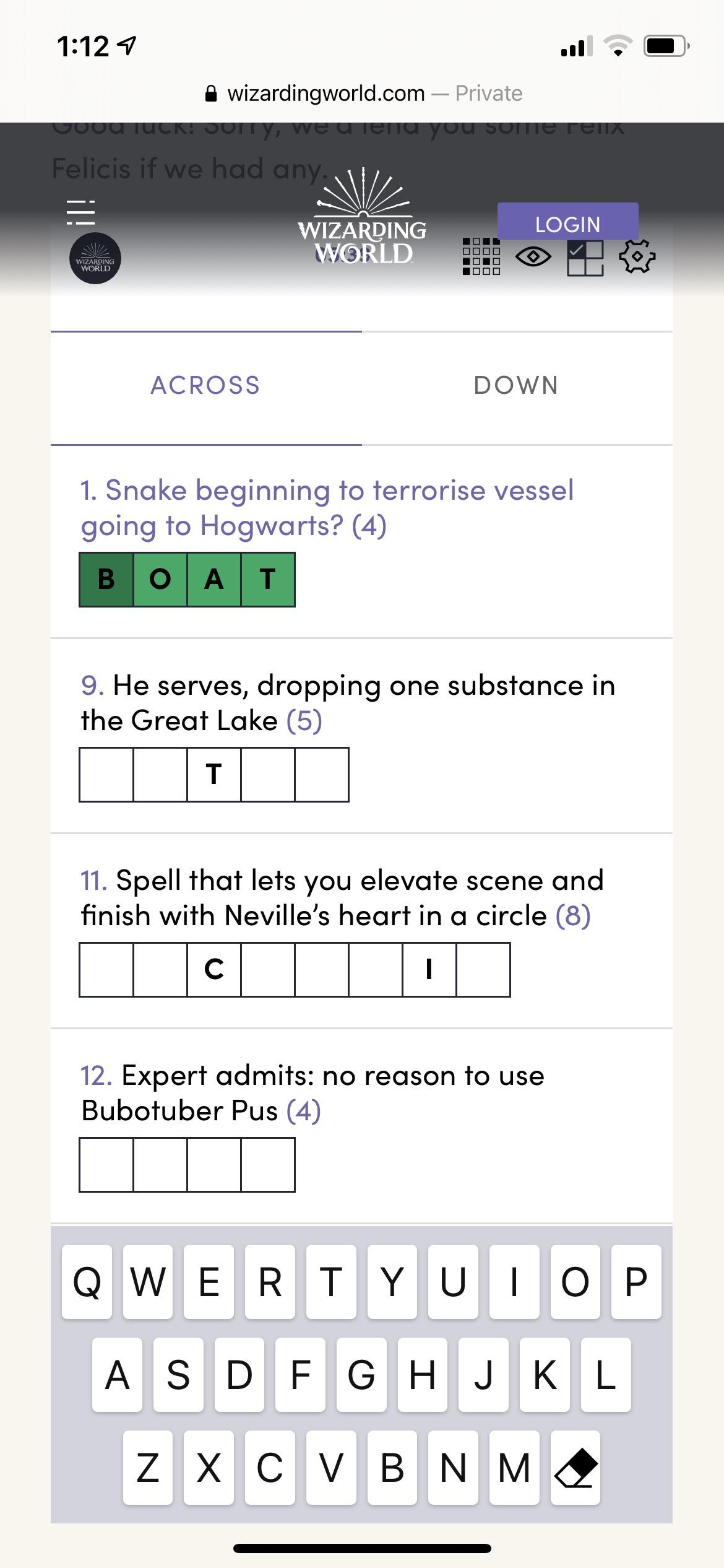 Online Harry Potter Crossword Puzzles
