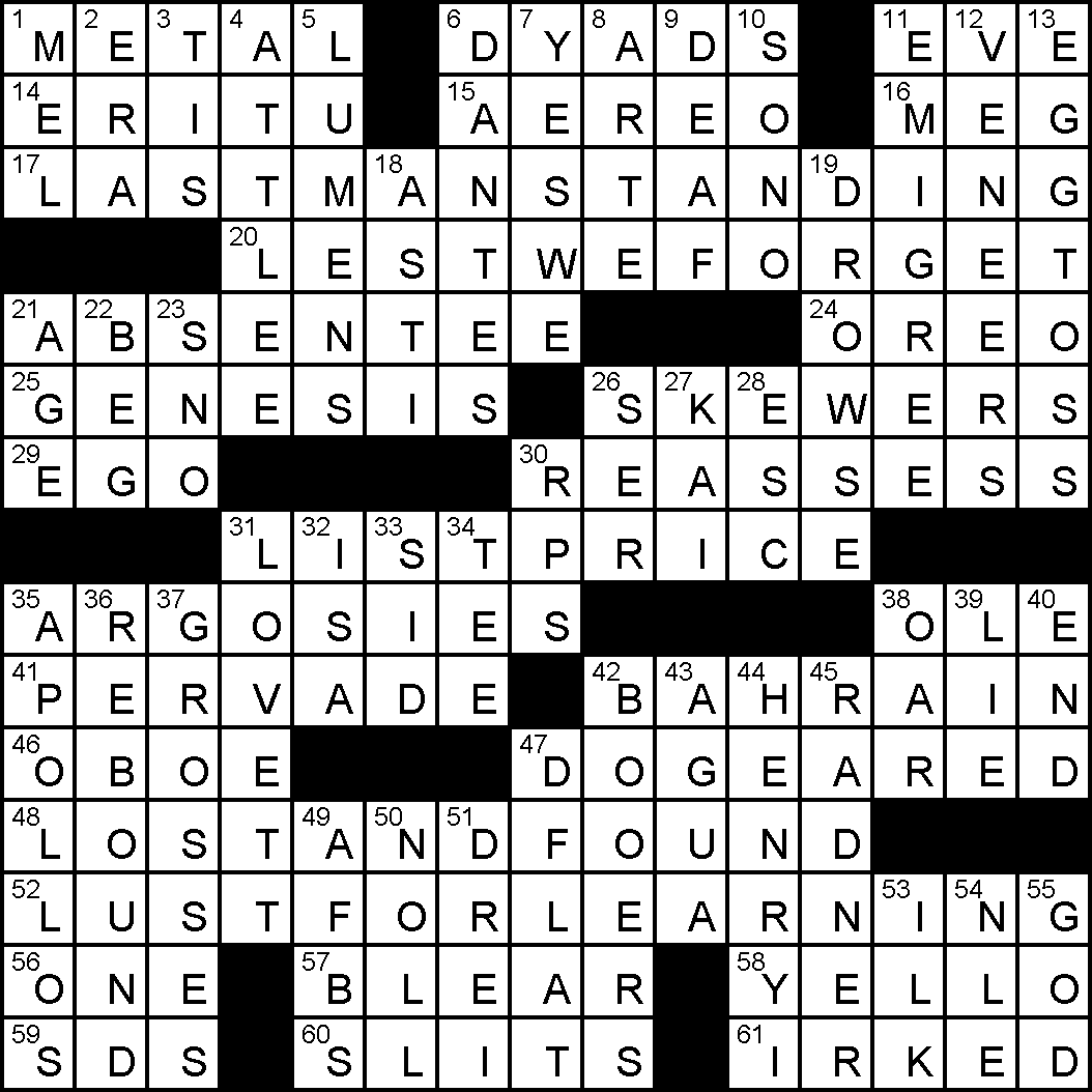 Printable Crossword Puzzles La Times