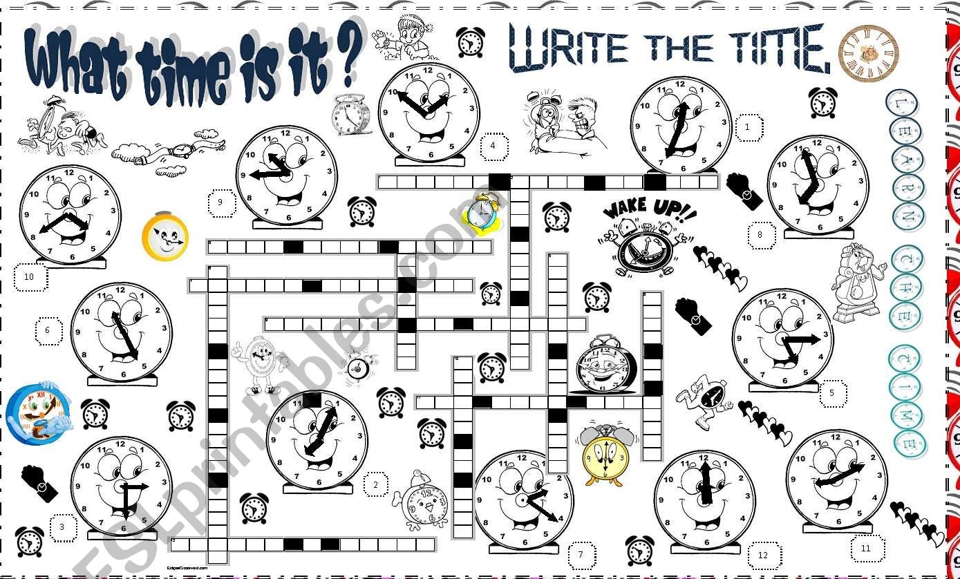 Time Crossword ESL Worksheet By Angelamoreyra