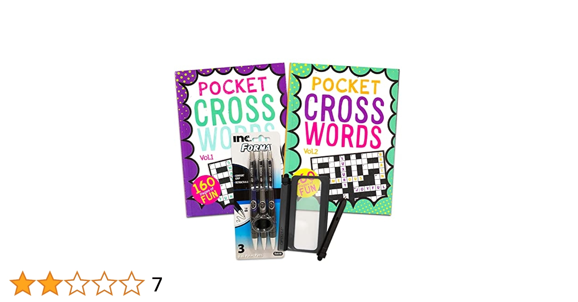 Travel Size Crossword Puzzle Book Set Bundle Of 2 Mini Crossword Puzzle Books With 160 Pages Each Plus Pens And Magnifier 300 Crossword Puzzles Crossword Puzzle Books For Adults Travel