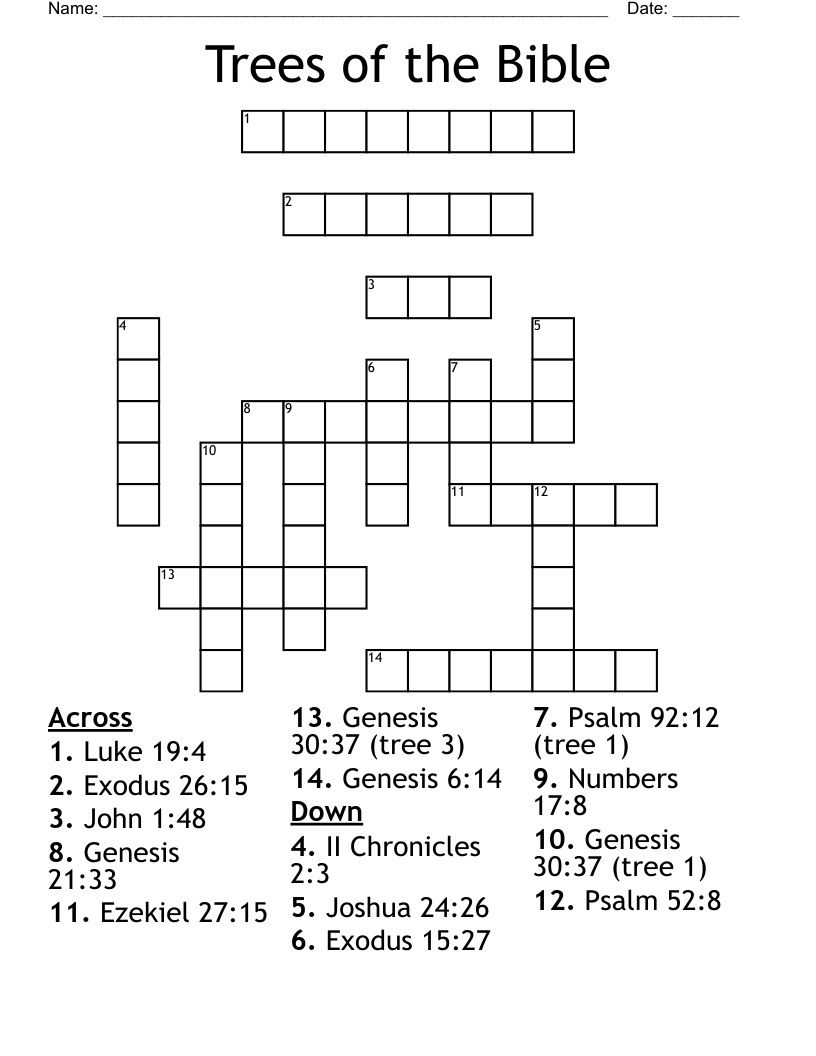 Trees Of The Bible Crossword WordMint
