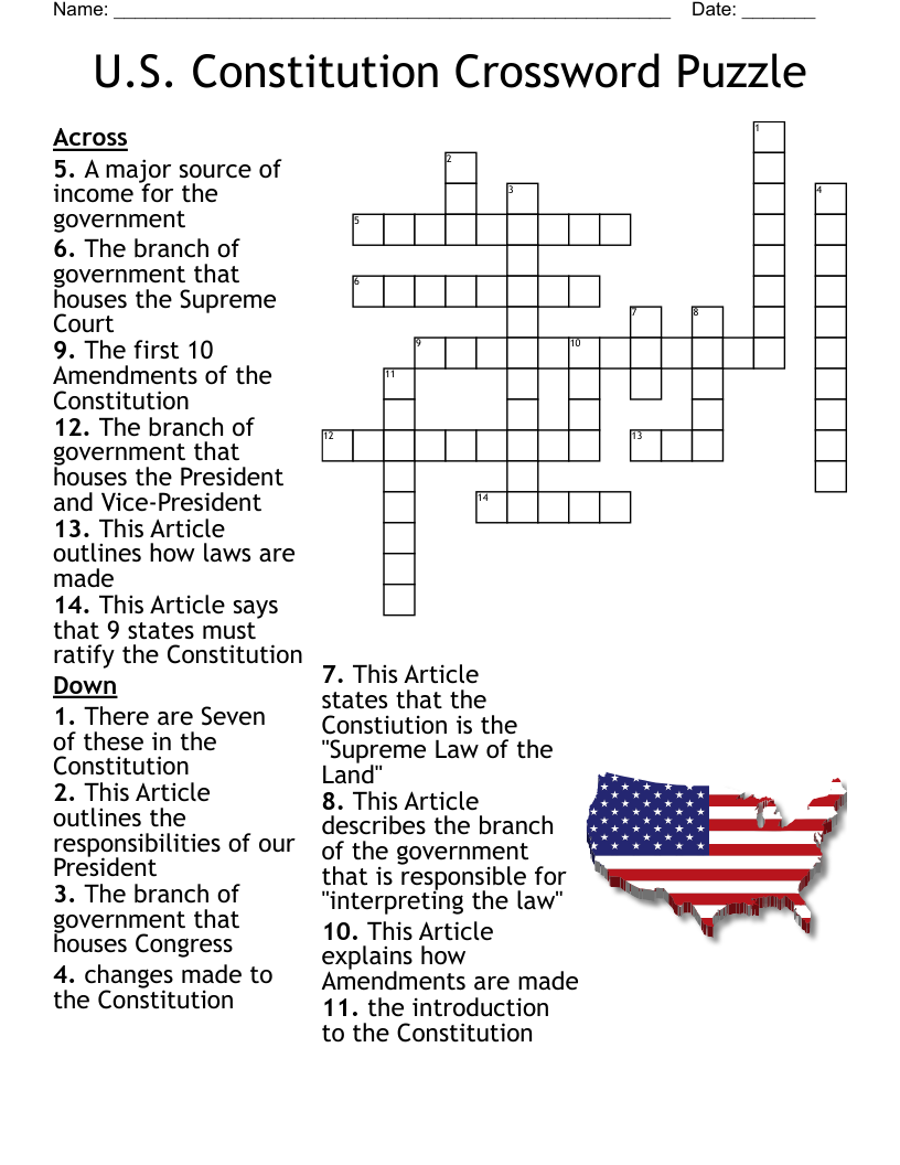 Crossword Puzzles Usa States