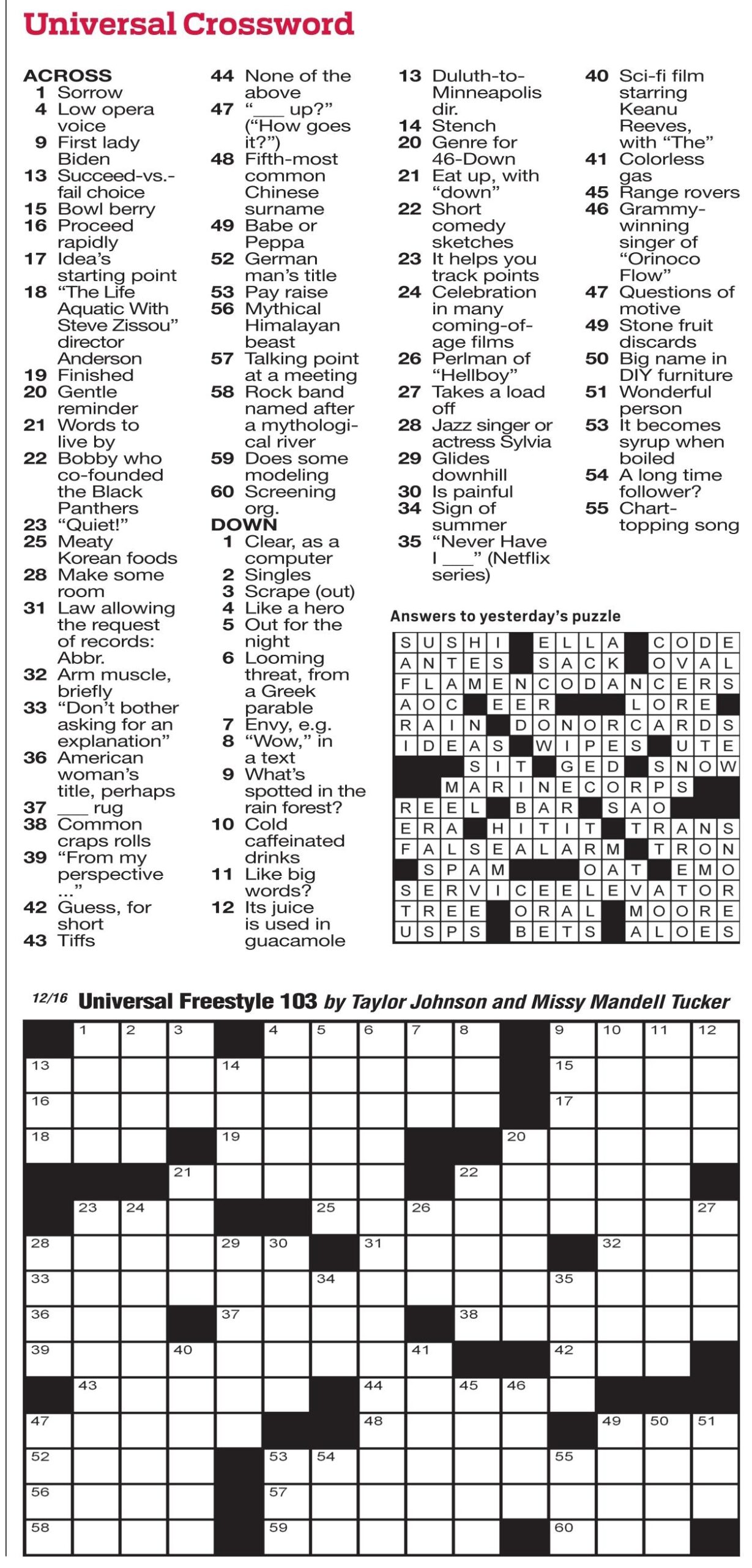 Universal Crossword Puzzles
