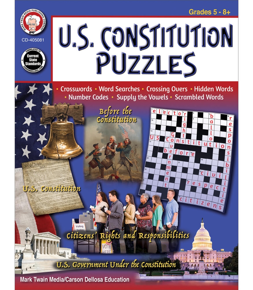 US Constitution Puzzles Activity Book US History 5th Grade Workbooks And Up Constitution Of The United States Crossword Puzzles Word Searches Games Grade 5 12 Classroom Or Homeschool Curriculum Michaels
