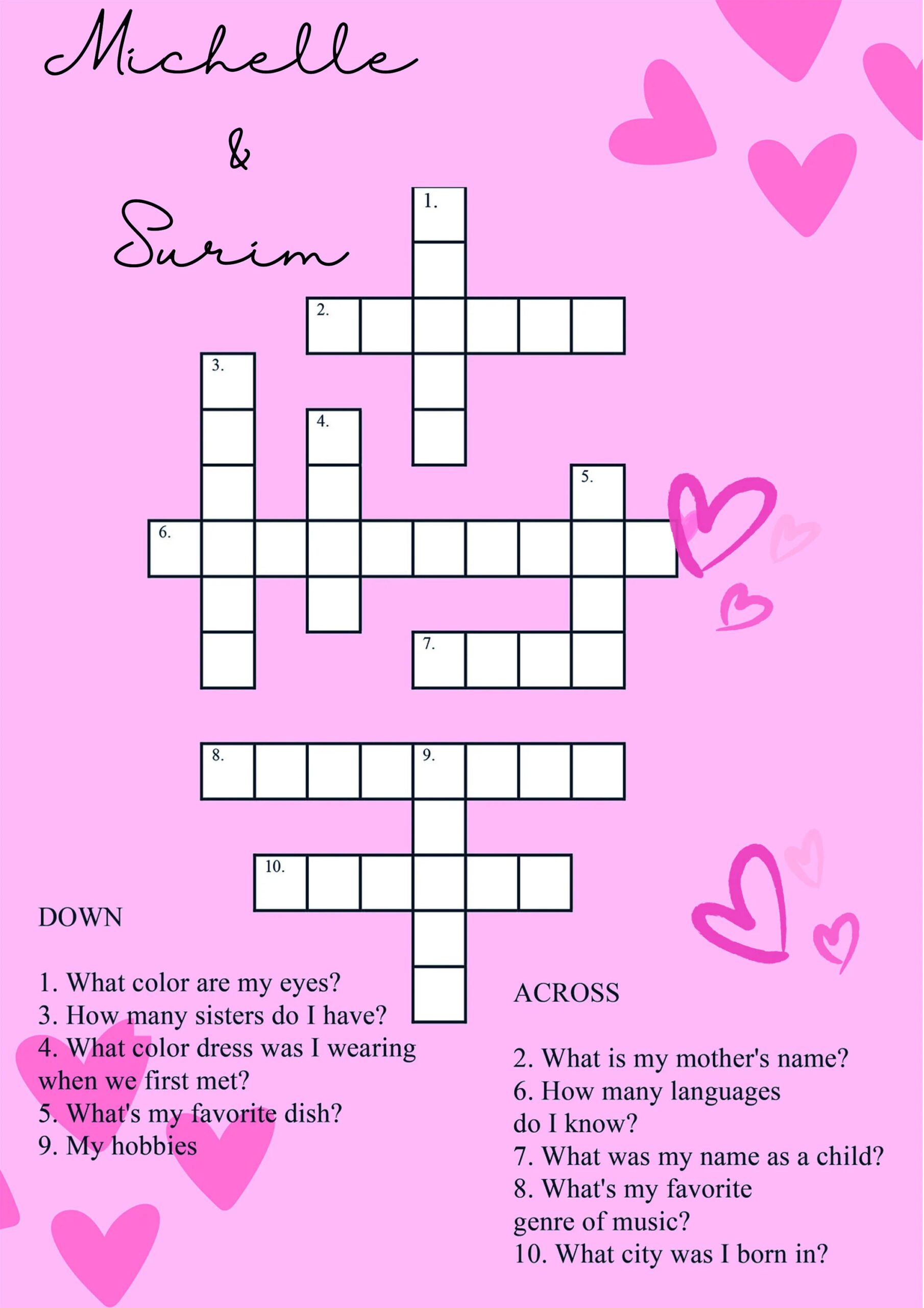 Valentine Crossword Puzzle Printable Crossword Puzzle For 