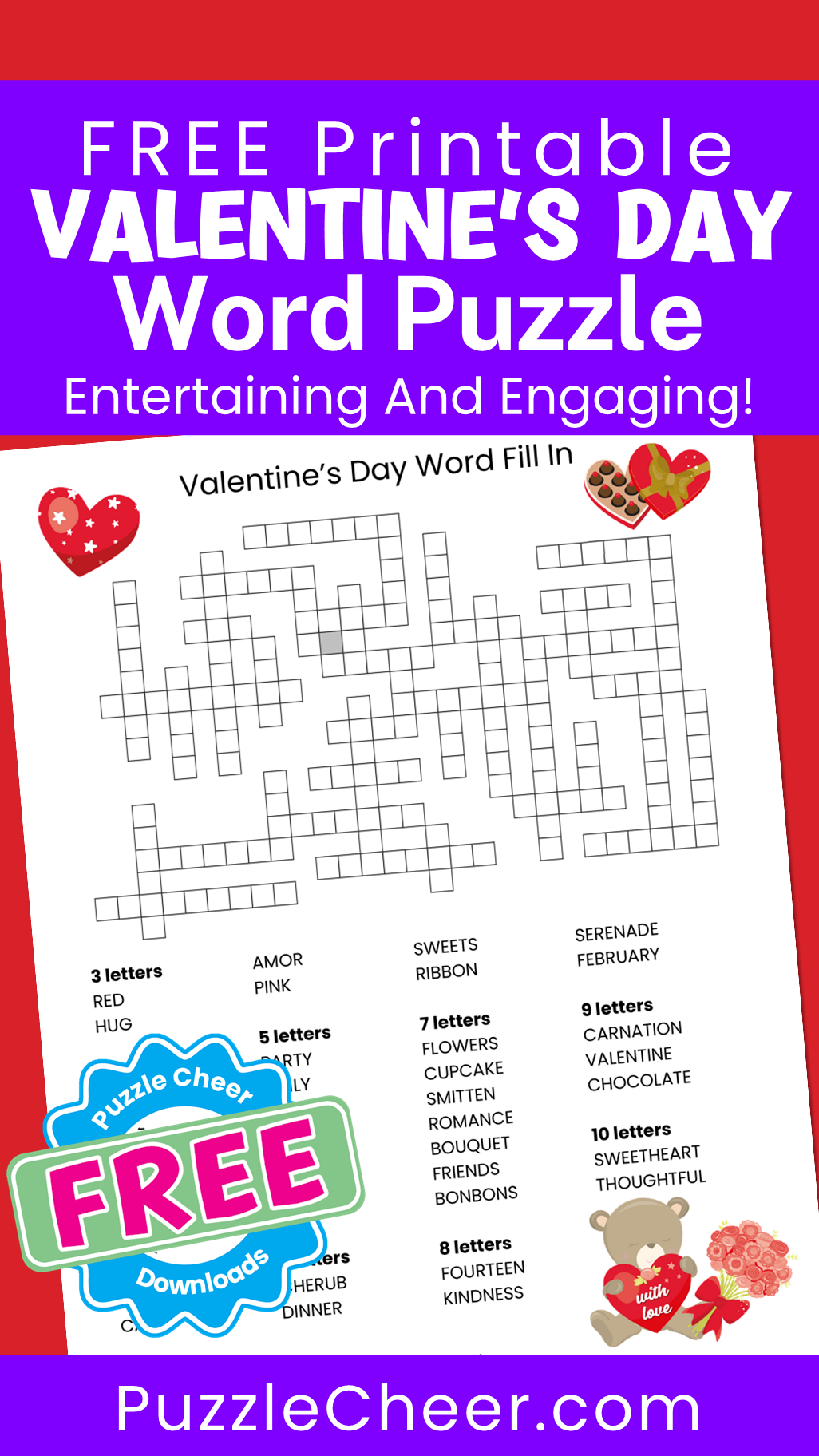 Valentines Crossword Puzzles Free Printable