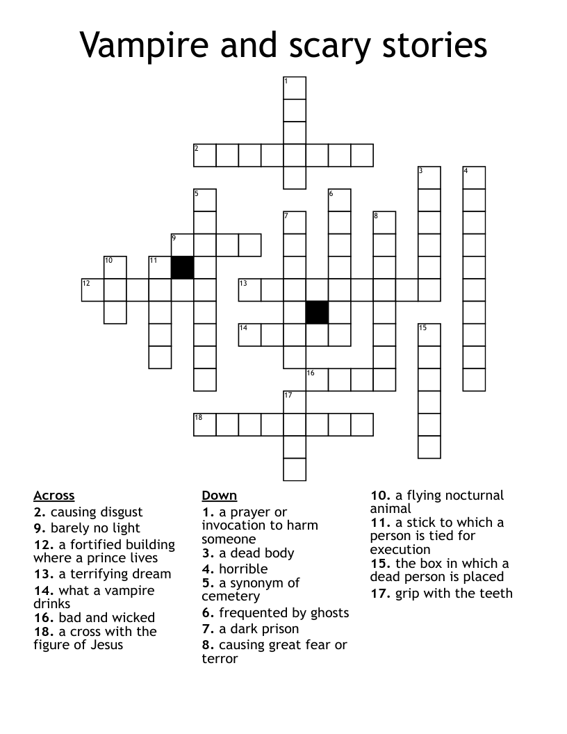 Horror Crossword Puzzles