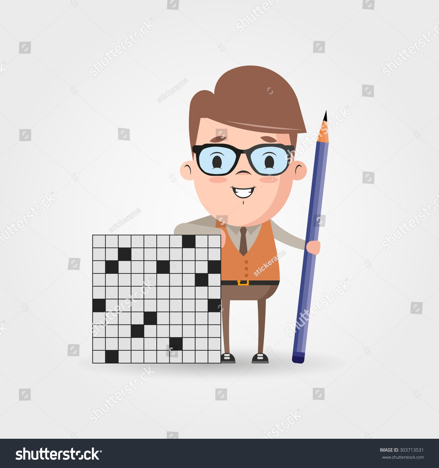 Vector Cartoon Character Crossword Puzzle Pencil Stock Vector Royalty Free 303713531 Shutterstock