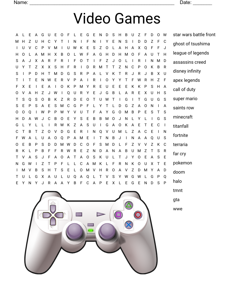 Video Game Crossword Puzzles Printable