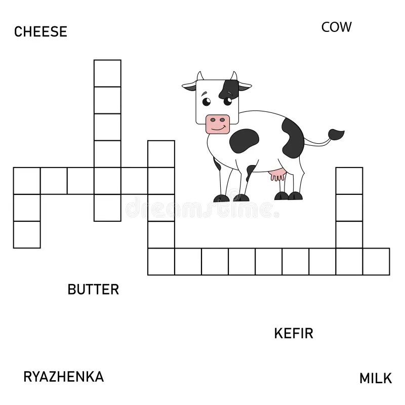 Web Farm Crossword Concept Cow And Dairy Products Stock Vector Illustration Of Milk Crossword 312921209