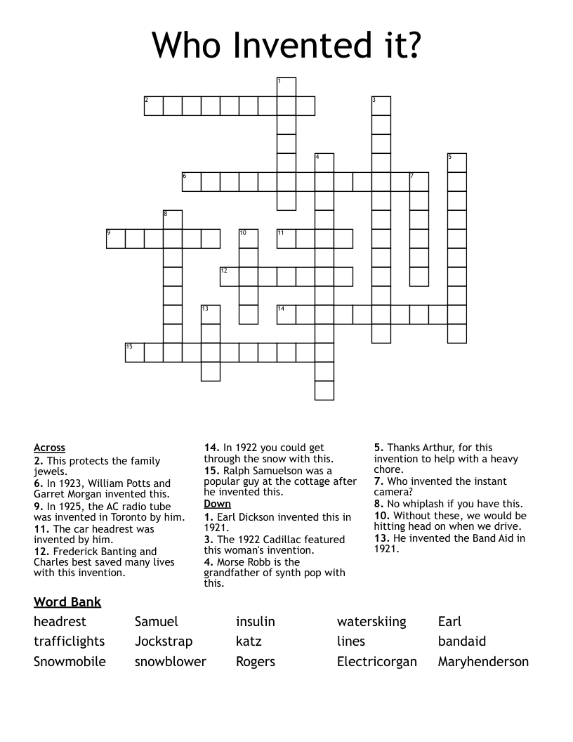 Who Invented It Crossword WordMint