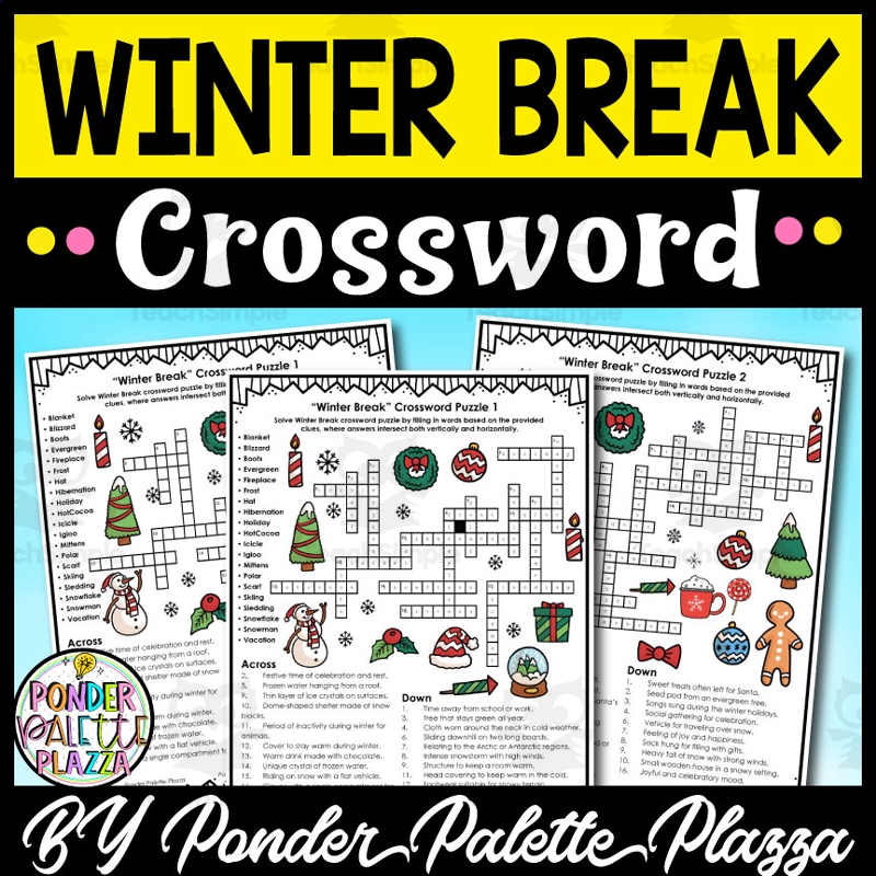 Winter Break Crossword Puzzles Answers Included By Teach Simple
