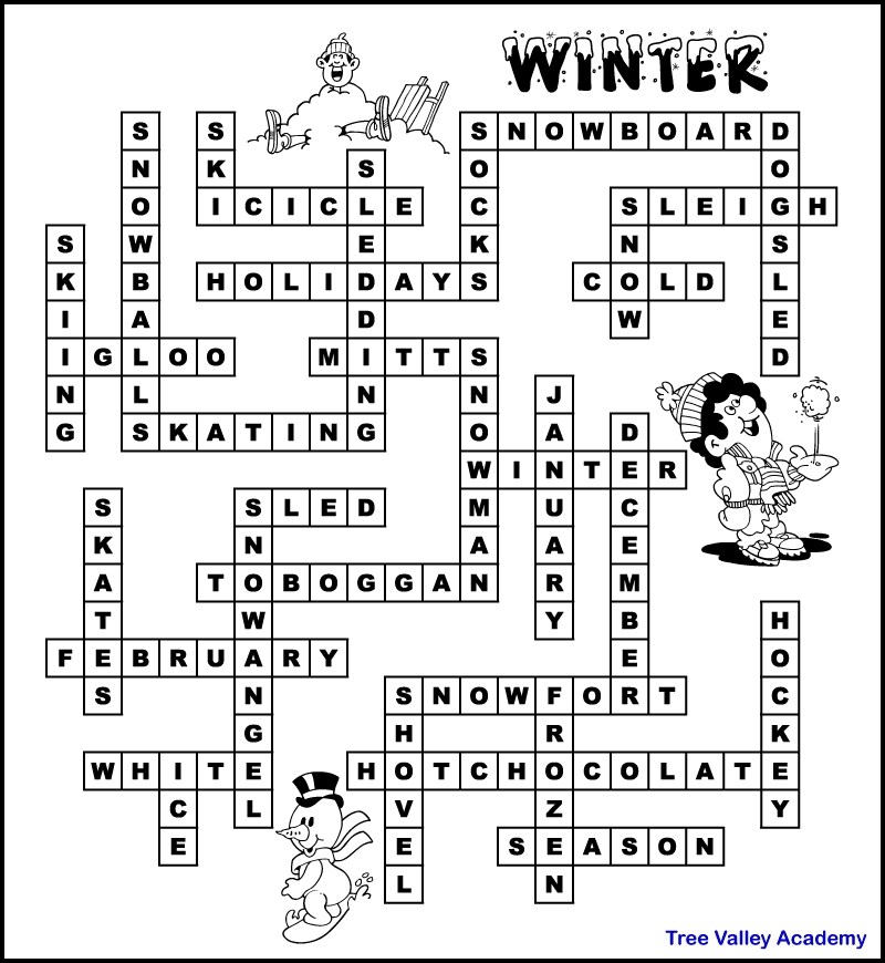 Winter Fill In Word Puzzles For Kids Tree Valley Academy