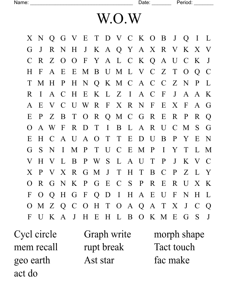 Words Of Week wow Crossword WordMint