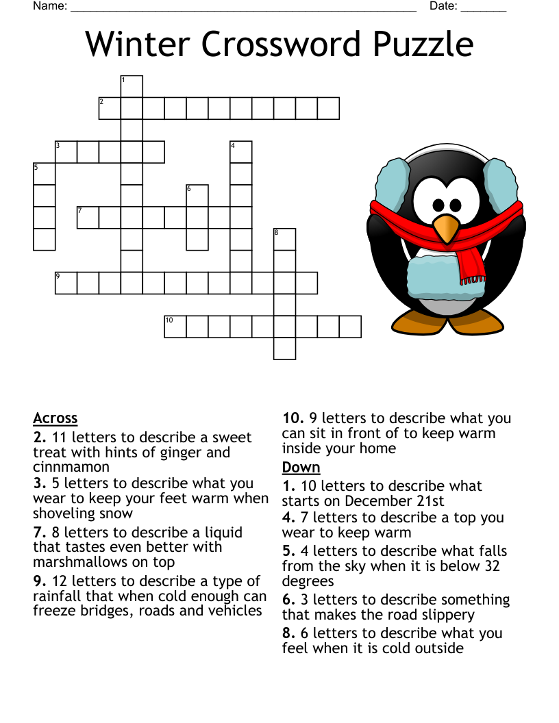 Words Of Winter Crossword WordMint