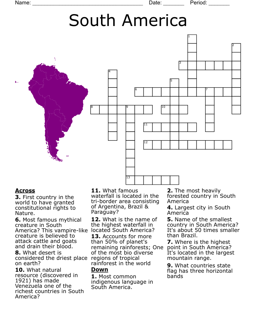 Crossword Puzzles Geography