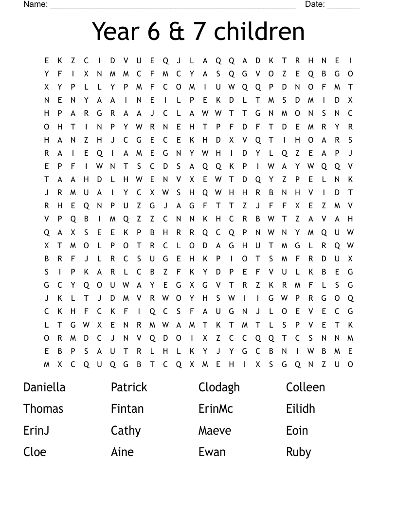 Year 6 7 Children Word Search WordMint