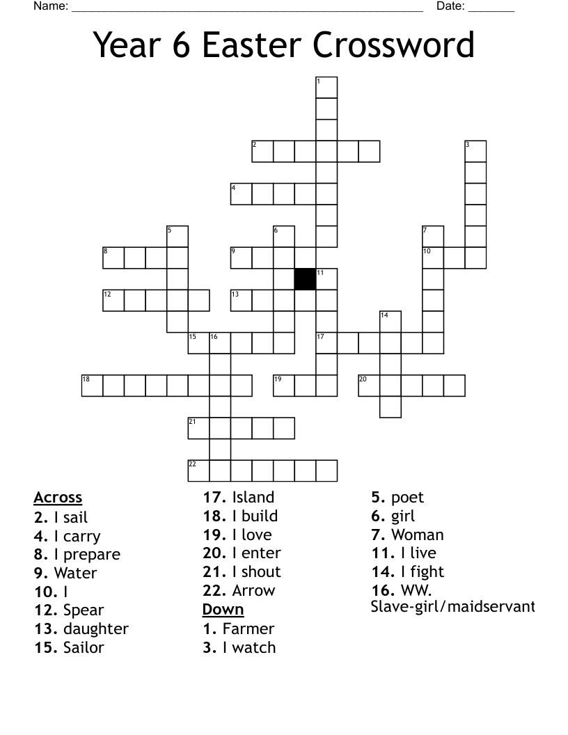 Year 6 Easter Crossword WordMint
