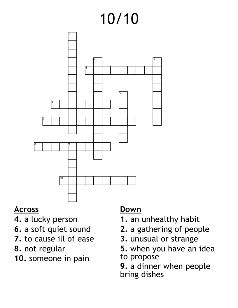 10 10 Crossword WordMint