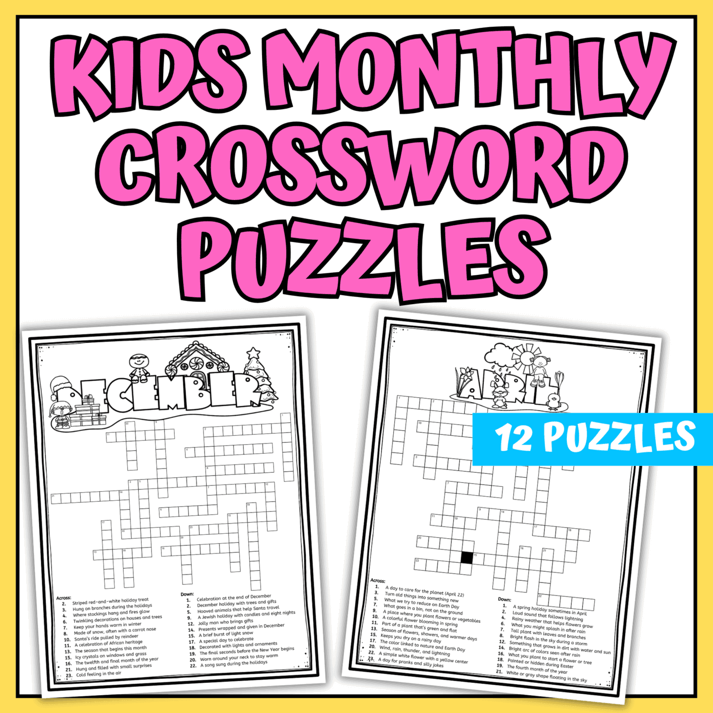 17 themed free printable crossword puzzles for kids