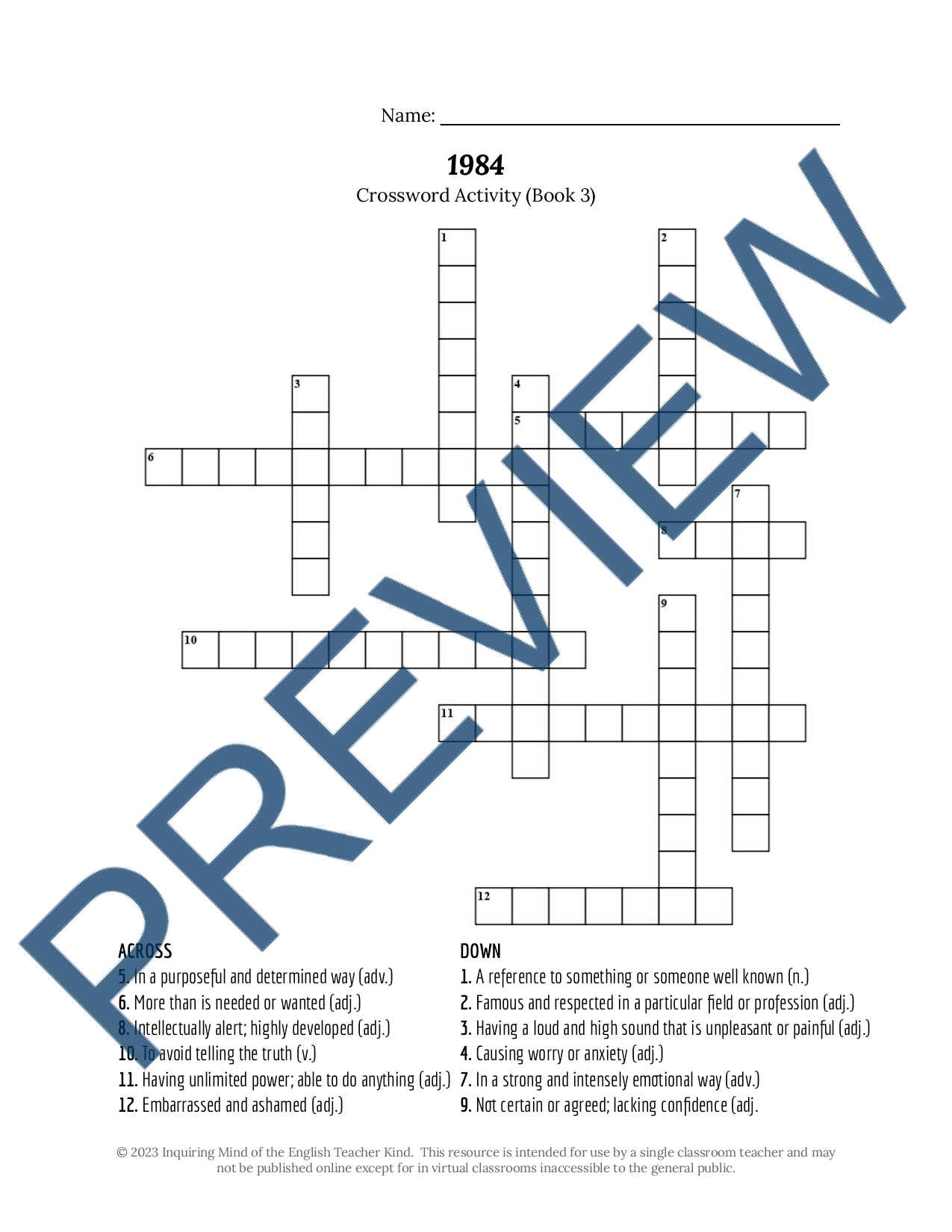 English Crossword Puzzles With Answers Pdf