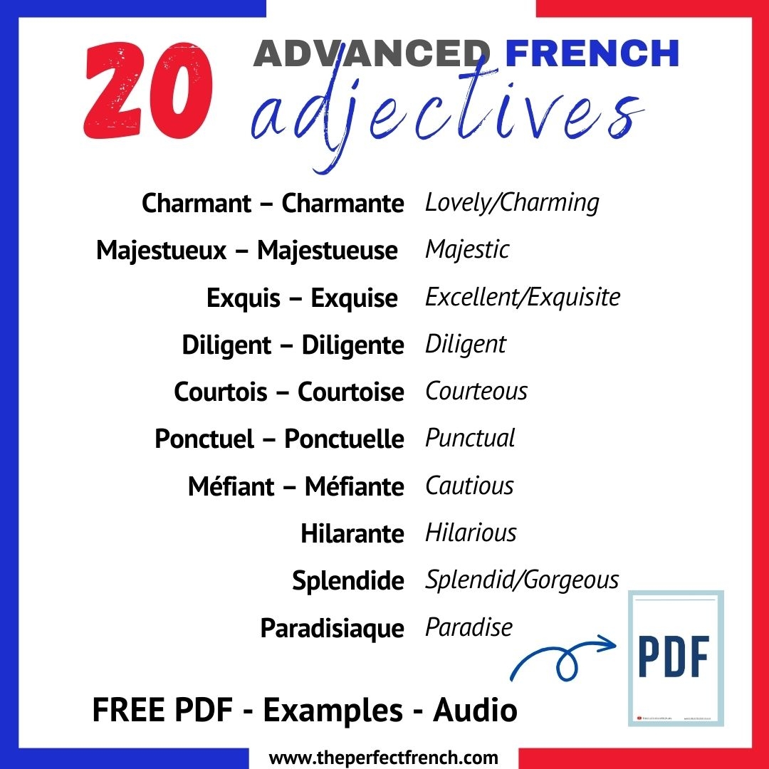 20 Advanced French Adjectives French Online Language Courses The Perfect French With Dylane