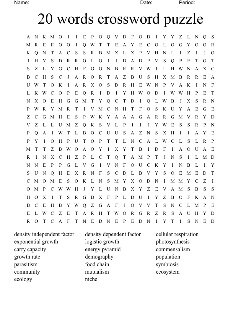 20 words crossword puzzle word search wordmint