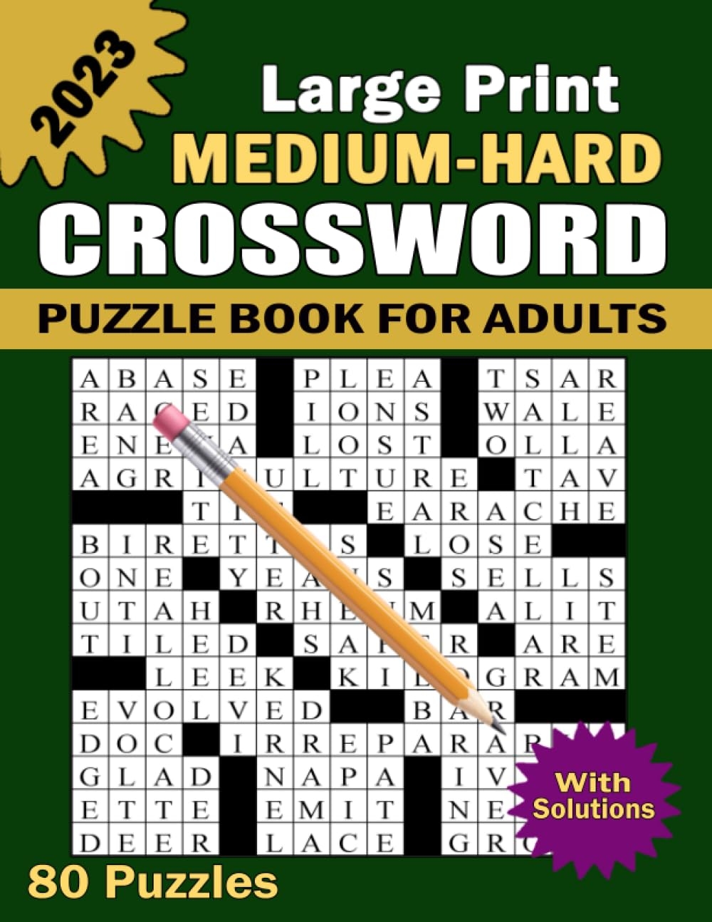 2023 Medium Hard Crossword Puzzle Book For Adults With Solutions 80 Large Print Challenging Crosswords For Crossword Lovers WT Fernandez Stephen 9798853441446 Amazon Books