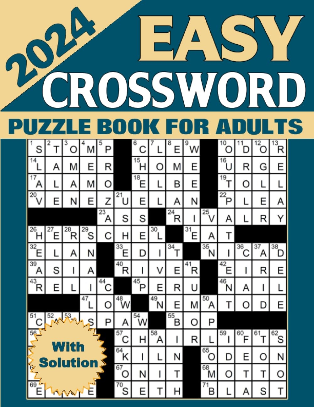 2024 Easy Crossword Puzzles Book For Adults With Solution Saunders Roland 9798860254541 Amazon Books